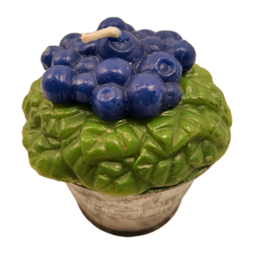 Vintage Avon Berry Figural Candle Blueberry in a Bucket Pail 1997 Farmhouse